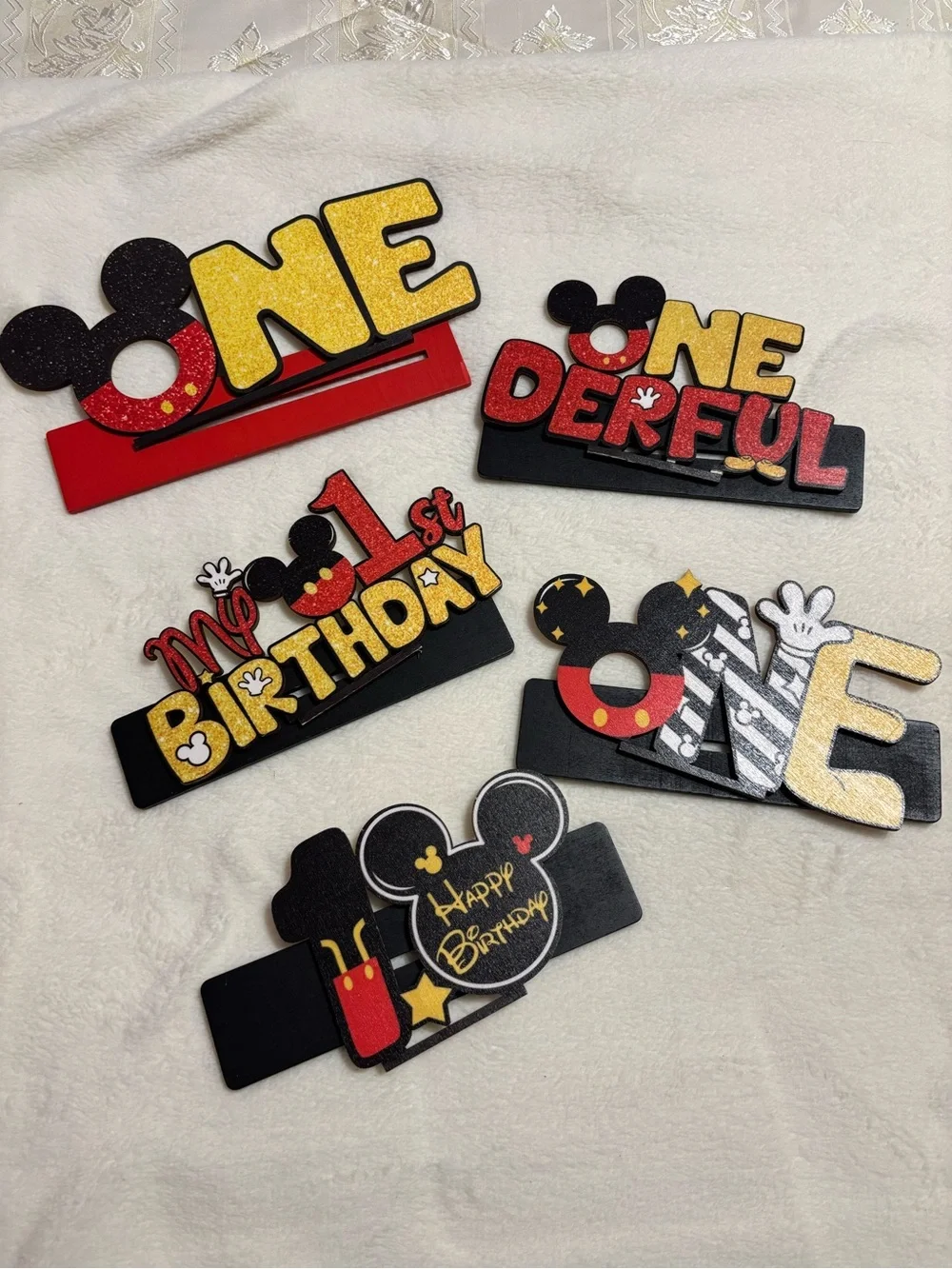 Mickey Mouse First Birthday Table Decoration Set - Gold & Red